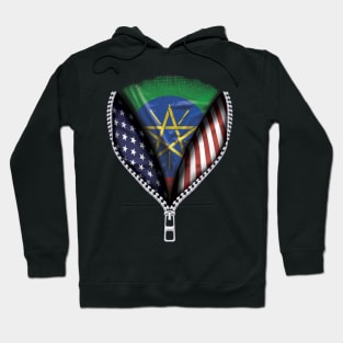 Ethiopian Flag  Ethiopia Flag American Flag Zip Down - Gift for Ethiopian From Ethiopia Hoodie